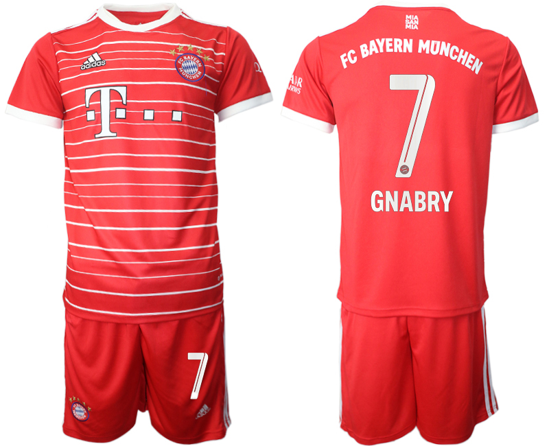 Men 2022-2023 Club Bayern Munich home Red #7 Adidas Soccer Jersey